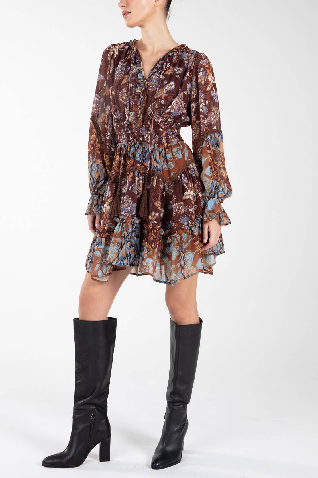 MD1815L - Paisley Print Dress