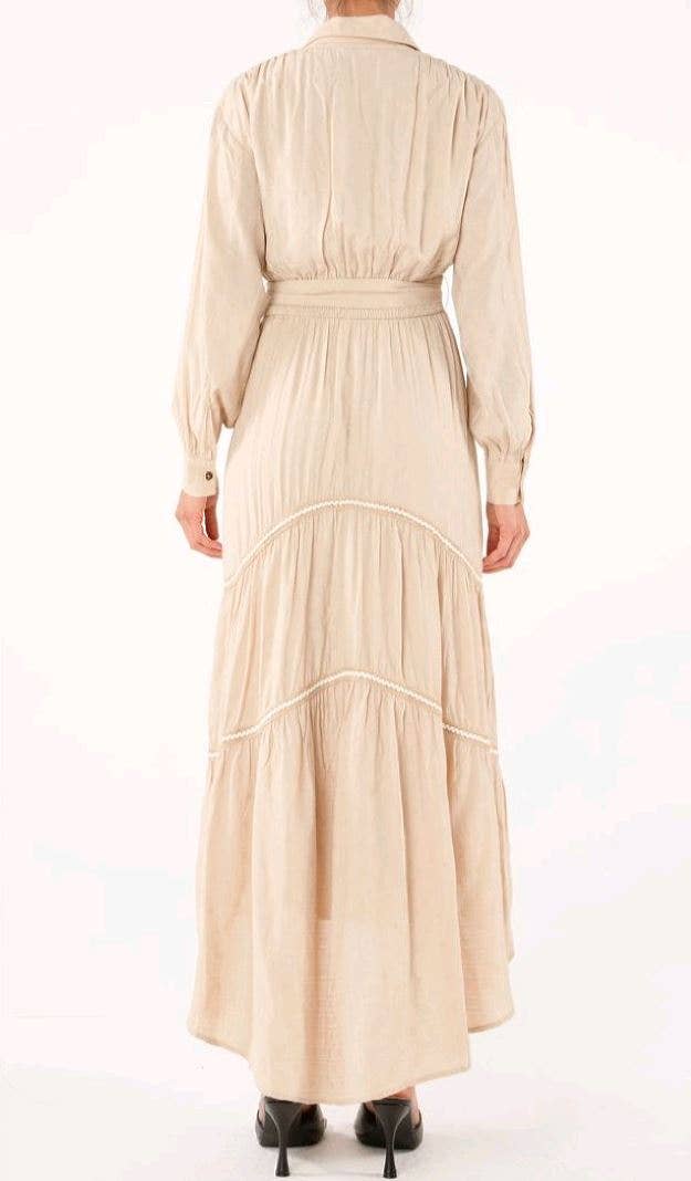MD1821L - Button Up Tiered Dress
