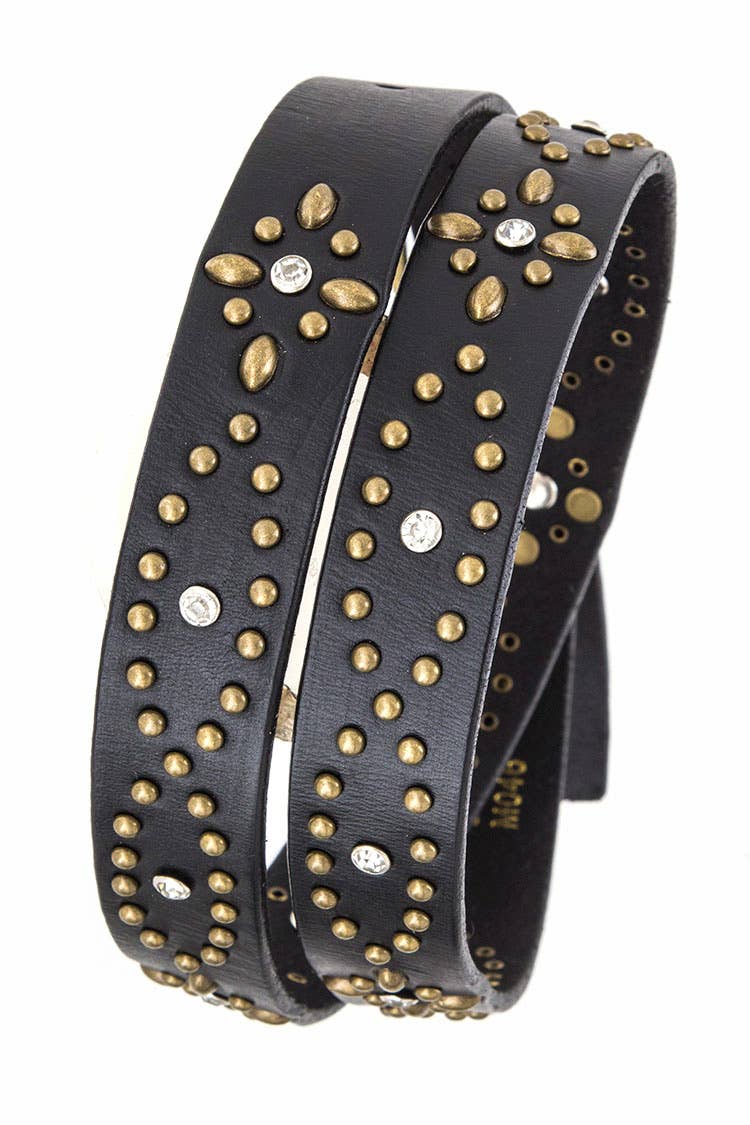 Floral Studded Burnished Belt