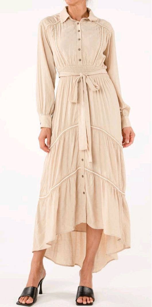 MD1821L - Button Up Tiered Dress