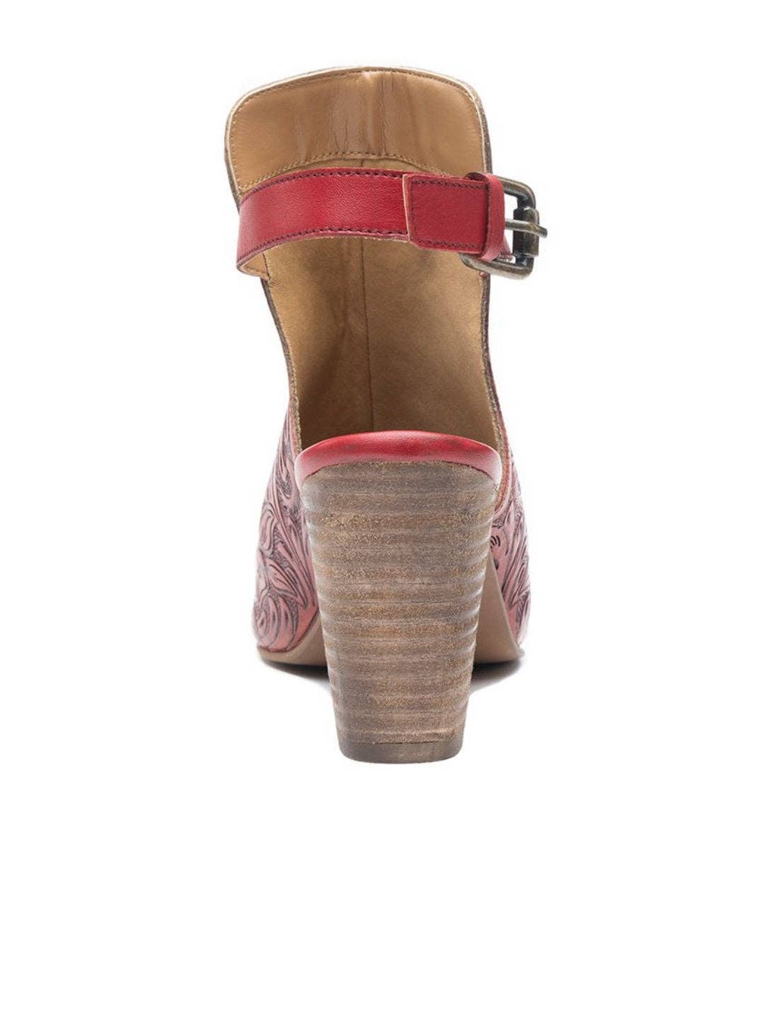 Red Tooled Leather Heels Sandals, Dress Shoes, High Heels, Western sandals, Wedding, Prom Shoes