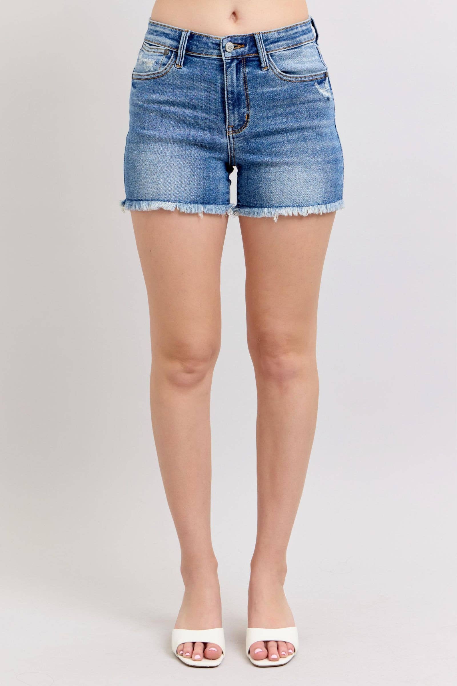 Judy Blue High Waist Vintage Wash Shorts w/Fray Hem Shorts